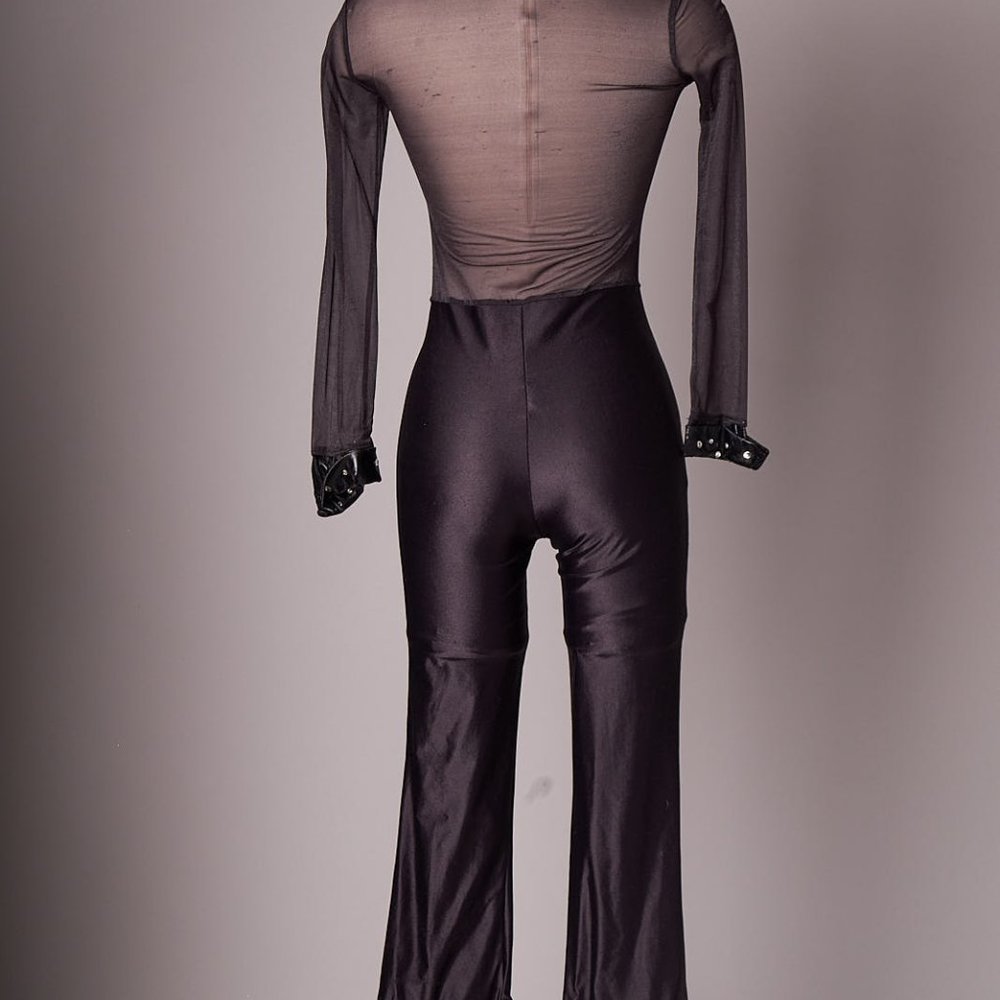 Vintage Black Sheer Stretchy Costume Jumpsuit